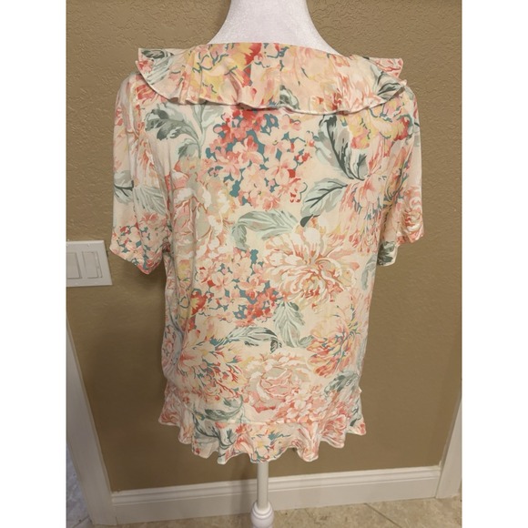 O'Neill Women's Floral Print Ruffled Tie Front Blouse, Medium - Picture 3 of 10